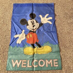 WELCOME Mickey Mouse House Banner Flag Outdoor Disney 1998 26”X41”